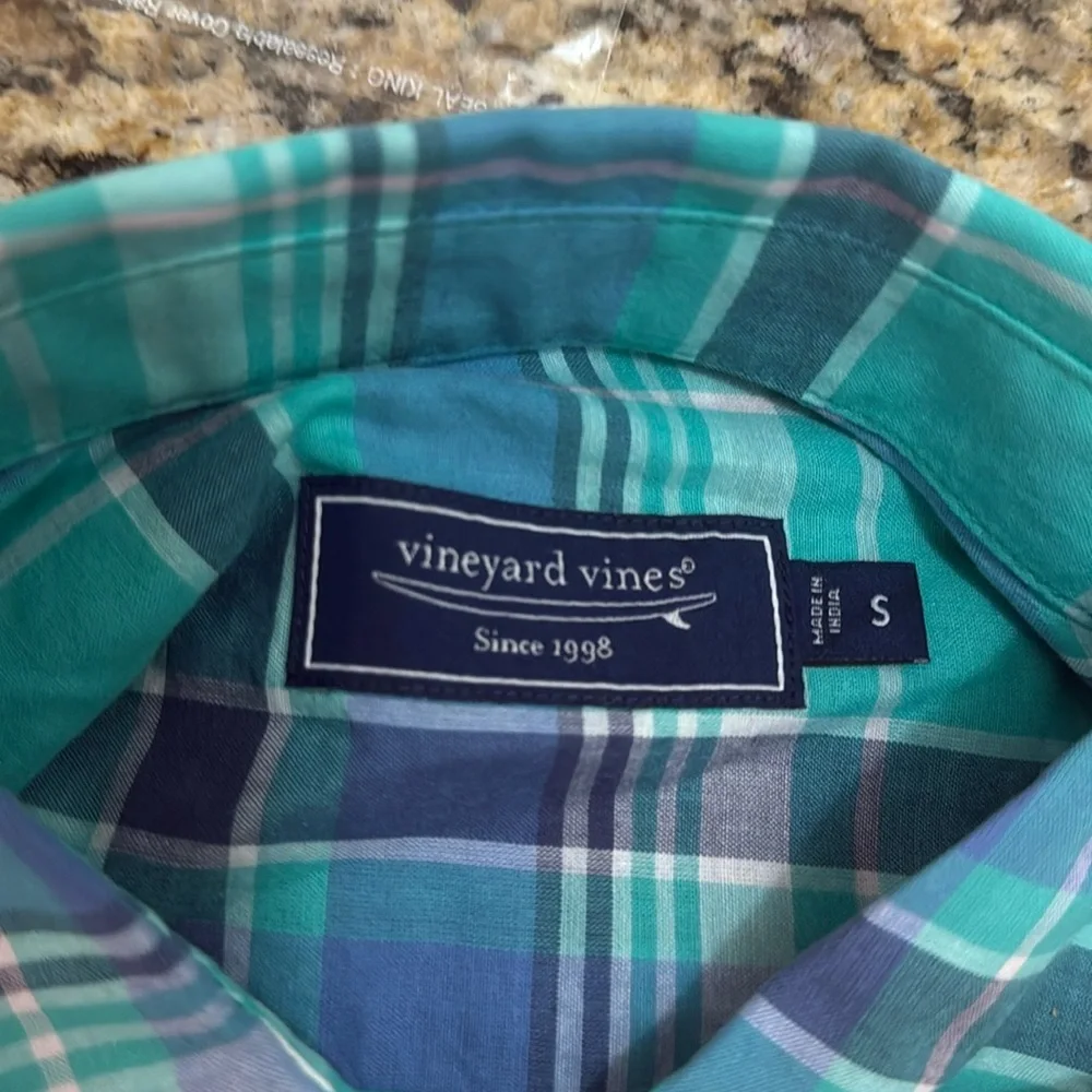 VINEYARD VINES TORTOLA PLAID MADRAS SHIRT CLASSIC FIT AQUINNAH AQUA - S - Picture 4 of 5